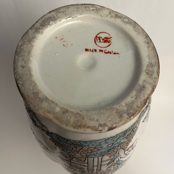 Asian Ginger Jar Vase, Chinoiserie Ginger Jar Vase Birds in Lotus Pond - Picture 2 of 5